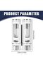 Soap dispenser, wall mounting - 2 chambers - 400 ml - plastic soap dispenser, no drilling required, shower gel dispenser for liquid shower gel - 5