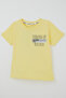 Boy's Shorts Set with Retro Music Back Print, Ages 3-8, Yellow - 6