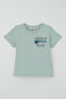 Boy's Shorts Set with Retro Music Back Print, Ages 3-8, Water Green - 2