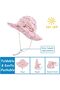 Baby Girl UPF 50+ UV Sun Hat - Toddler Summer Cotton Beach Hat with Adjustable Chin Strap (Pink Floral, 52cm) - 3