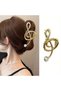 Decorative metal hair clip with musical notes 1. Large claw clip for securing thick women's hairstyles. Elegant and suitable for everyday use. - 4