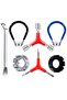 Seven-Piece Bicycle Spoke Wrench Set Portable Tool Kit 8-Way Rim Alignment Rubber Handle