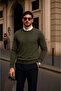 Men's Casual Crew Neck Red-Green Sweatshirt
