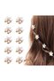 10 small mini pearl claw clips with floral patterns, sweet faux bangs clips, decorative hair accessories for women, girls.