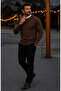 Men's Basic Winter Long Brown Sweater - 2