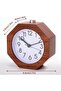 Wooden alarm clock, silent with digital wake-up, backlit, snooze function, battery powered, suitable for heavy sleepers in the bedroom (brown). - 2