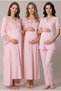 Women's Powder Lace Breastfeeding Detailed Maternity Pajamas Nightgown Set - 3