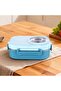 Stainless steel lunchbox - Lunch box - Leak-proof and portable - Three compartments - 23x16.5x8 cm - 4