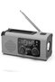 Emergency weather alarm radio, 4000mAh solar manual crank USB rechargeable AM/FM survival radio, Gray