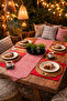 40X100 Pöti̇ Square Runner - 4-Piece Supla Tableware Set - 2