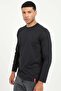 Men's Regular Fit Crew Neck Black Sweatshirt - 2