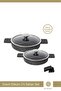 Granite Cast Iron Pan with Glass Lid Black 16 cm 20 cm