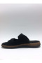 Genuine Leather Black Daily Comfortable Open-Toe Men's Slippers with Buckle - 3