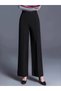 Women's High Waist Ribbed Front Wide Leg Imported Crepe Trousers - 2