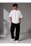 White Crew Neck Oversize Fit Cotton Balance Back Print Detailed Relaxed Cut Unisex T-Shirt - 2