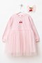 Girl's Dress with Tulle and Embroidery Detail and Buckle - 2