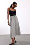 Black Gingham Patterned Midi Skirt - 3