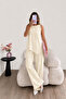 Linen Tied Asymmetrical Cut Vest and Trousers Set - 4