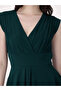 Teal Cap Sleeves Rushed Fit And Flare Midi Dress - 5