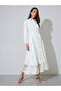 Off White Lace Trim Shirt Maxi Dress - 3