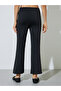 Black Solid Flared Pants with Button Detail - 5