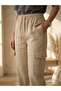 Beige Wide Leg Cargo Pants with Flap Pocket Detail - 2