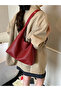Red Textured Woven Shoulder Bag - 3