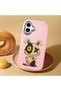 iPhone 16 Plus Compatible Case with Camera Protection Pink Silicone Couple Phone Case with Character Pattern - 2