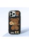 iPhone 13 Pro Compatible Case Camera Protector Black Silicone Couple Phone Case with Bear Pattern