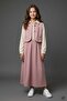 Pink Girl's Zero Sleeve Vest Shirt Collar Dress Set 24749 - 5