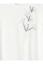 White Crew Neck Beaded Embroidered Blouse - 2