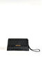 Women's Black Chain Strap Shoulder Bag and Wrist Strap Portfolio Handbag Clutch - 2