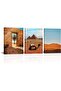 30x40 cm 3 Panel Gallery Wrapped Canvas | Desert Pyramids Wall Art | Camel Sahara Landscape Decor