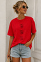 Cherry Printed Crew Neck Casual Unisex Oversize T-Shirt - Fruit-Themed Cotton T-Shirt