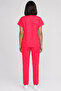 Women's V-Neck Bat Sleeve Beige, Pomegranate Flower Cotton Linda Scrubs Set - 5