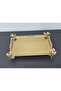 Figured, Metal Handle, Stainless Steel Rectangular Tray Luxury Presentation Tray North Gold-Silver - 3