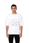 Men's Oversize T-Shirt with Mountain and Sun Print on Water