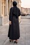 Layered Detailed Elastic Waist Belted Dress Black Hm2947 - 5