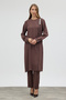 Stone Embellished Plus Size Suit - Mink - 2