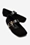 Jonas Black Suede Genuine Leather Women's Ballerina Shoes with Belt