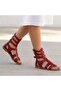 Nola Red Genuine Leather Belted Sandals - 6
