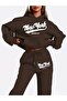 Unisex Men's and Women's New York Brooklyn Printed Oversize 3 Thread Hooded Tracksuit Set
