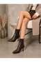 Women's Pointed Toe Short Heeled Zippered Stylish Ankle Boots - 4
