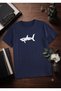 Women'S/Men's Unisex Shark Fish Printed Crew Neck Oversized Combed Cotton T-Shirt