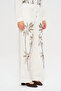 Women's Palm Bead Embroidered Ecru Palazzo Trousers with Elastic Waist - 2