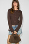 Soleline Women's 100% Organic Cotton Round Neck Buttoned Brown Blouse - 2