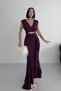 Women's Stoned Scuba Diving Fabric Double Breasted Collar Skirt Flounce Evening Dress Graduation Wedding Dress