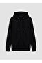 Lcwaikiki classic black Hooded men's zippered sweatshirt - 4