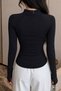 Rover Black Long Sleeve Finger-Loop Detailed Zipper Pocket Flexible Soft Yoga Fitness Sports Cardigan - 7