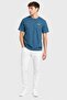 Men Crew Neck Short Sleeve Brand Logo T-Shirt, Blue - 2